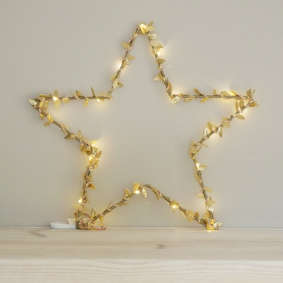 Gold Leaf Fairy Light Star